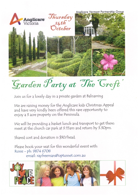 Thursday October 24 Garden Party